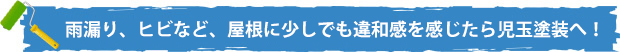 雨漏り、ヒビなど、屋根に少しでも違和感を感じたら児玉塗装へ！